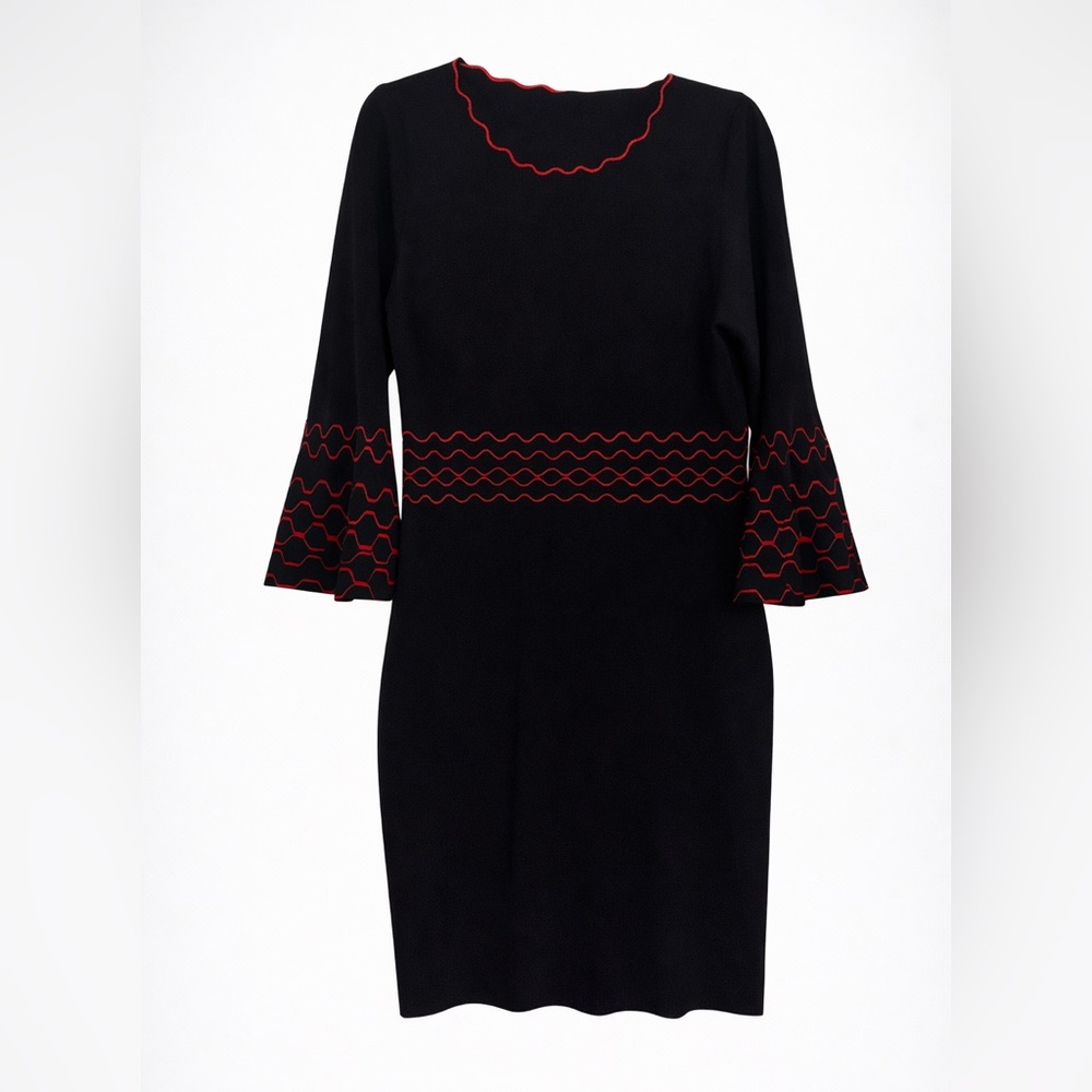 ✨ Nina Leonard Jacquard Bell-Sleeve Sweater Dress | Size L ✨